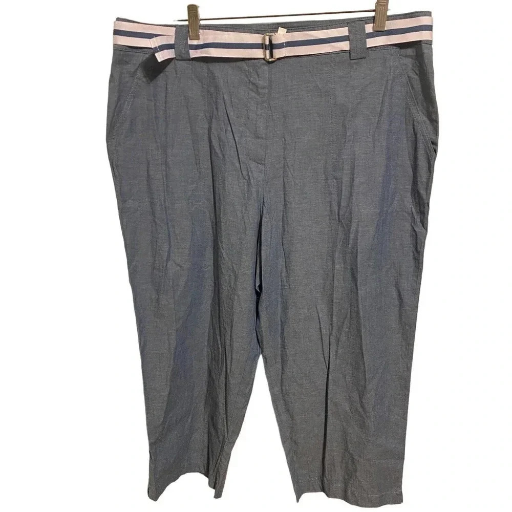 White Stag Capri Lightweight Comfortable Gingham Pants Women Plus 16 Pockets